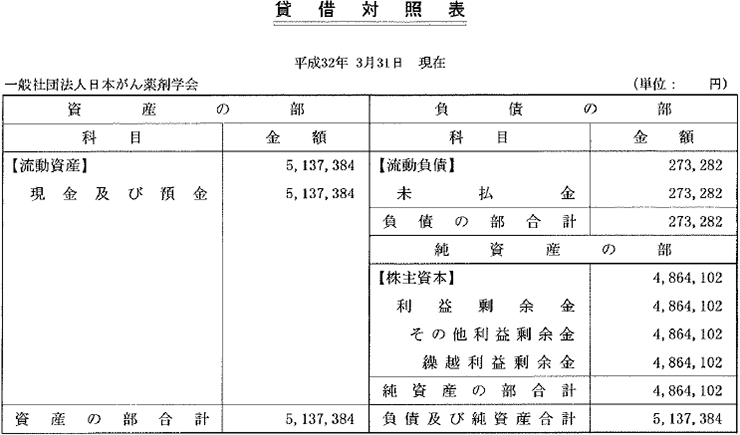 2019年度賃借対照表